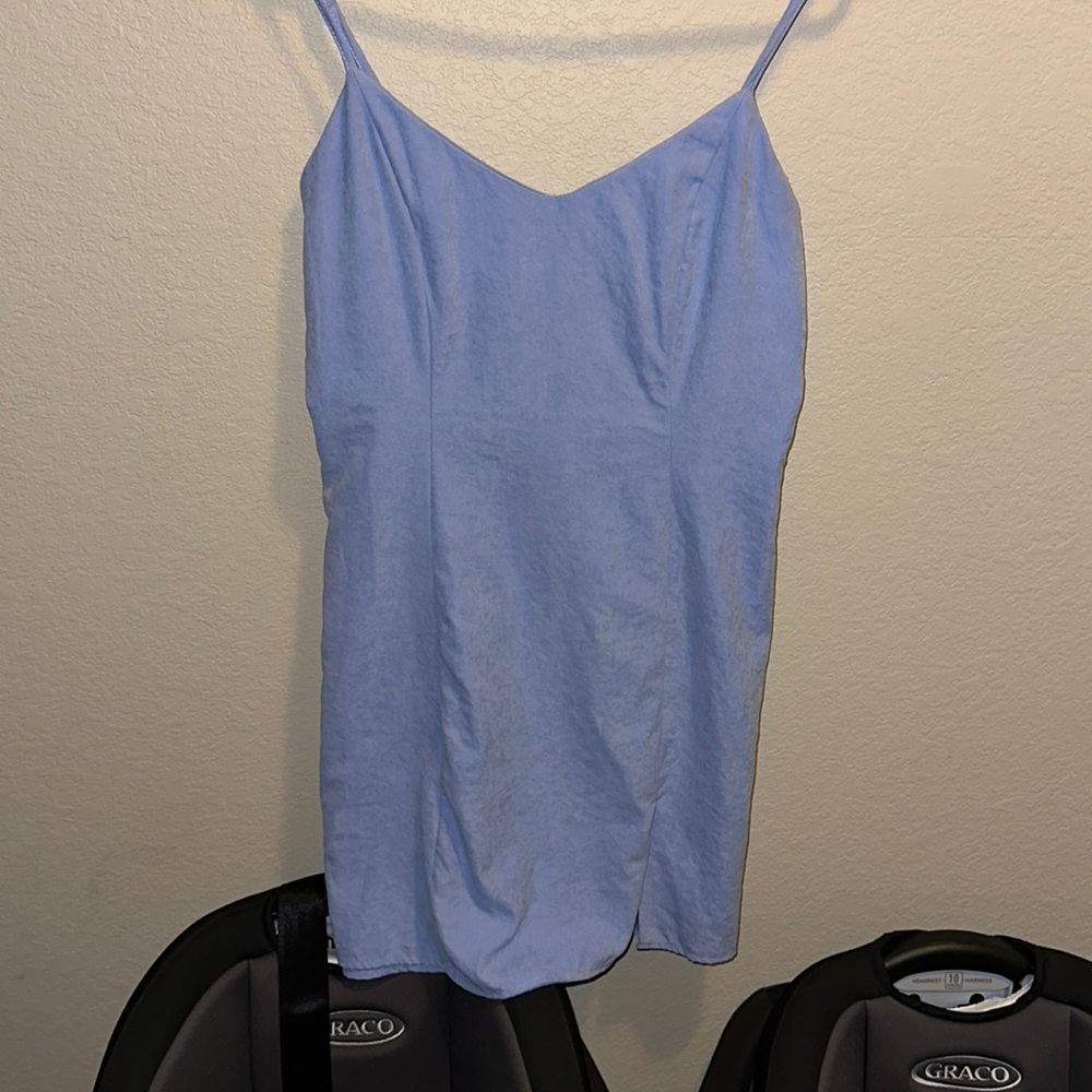 blueish/ purple zip up , fitted dress
